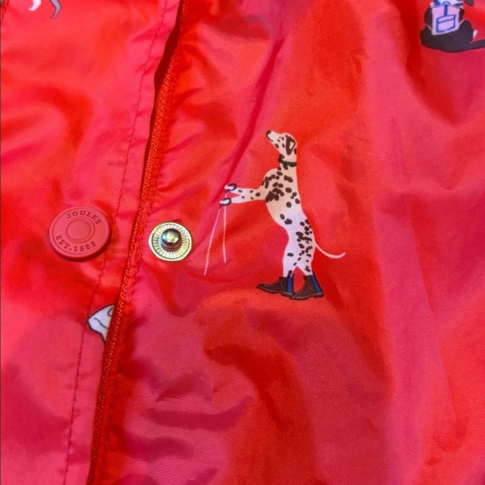 JOULES Unisex 6 Red Puppy Dog Printed Rain Jacket Coat Long Fit Hooded - Picture 7 of 10